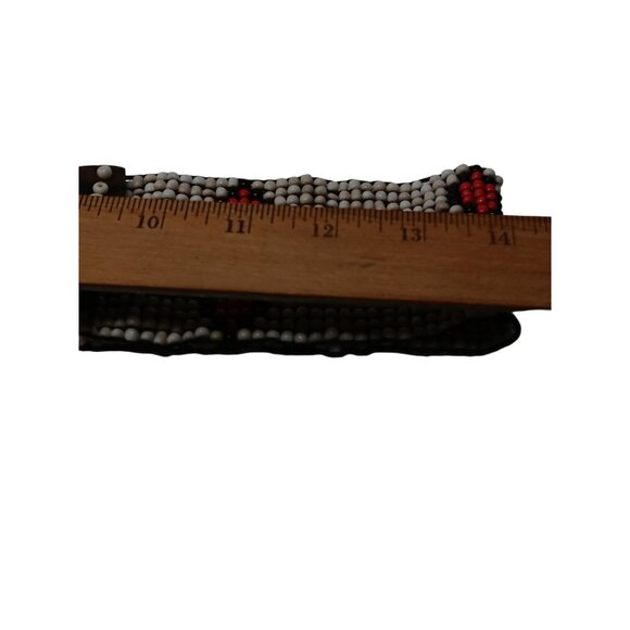 Wide Belt Stretch Red Star Flowers Beaded Boho Tribal Stretchy Wooden Buckle main image 5